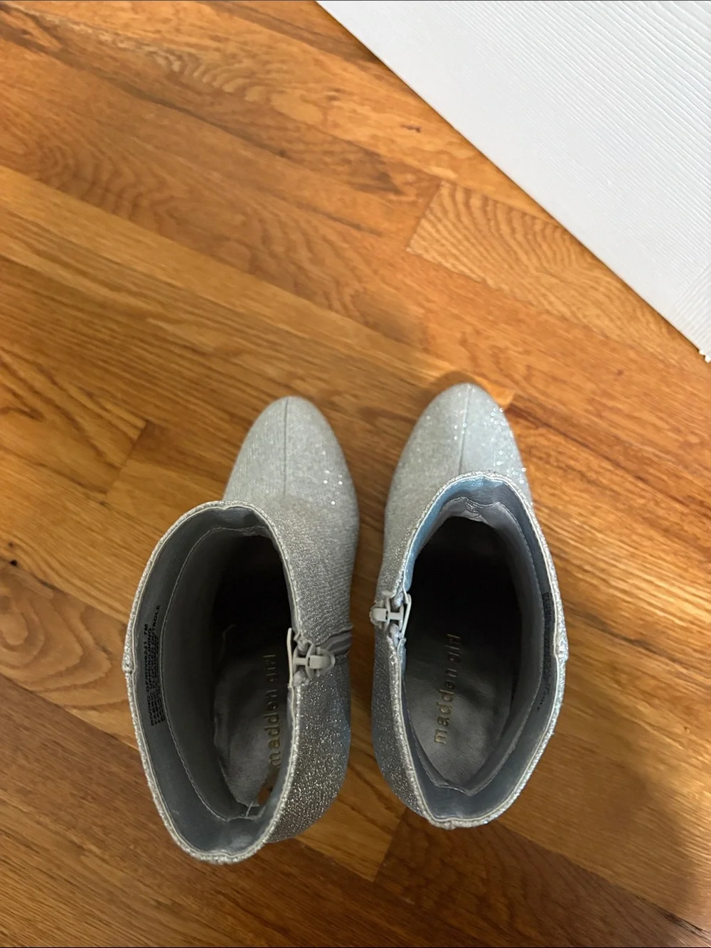 Madden Girl Silver Glitter Ankle Booties